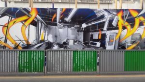 Palissade réalisée par Katre - Street art - Musée de la Poste - Paris 15