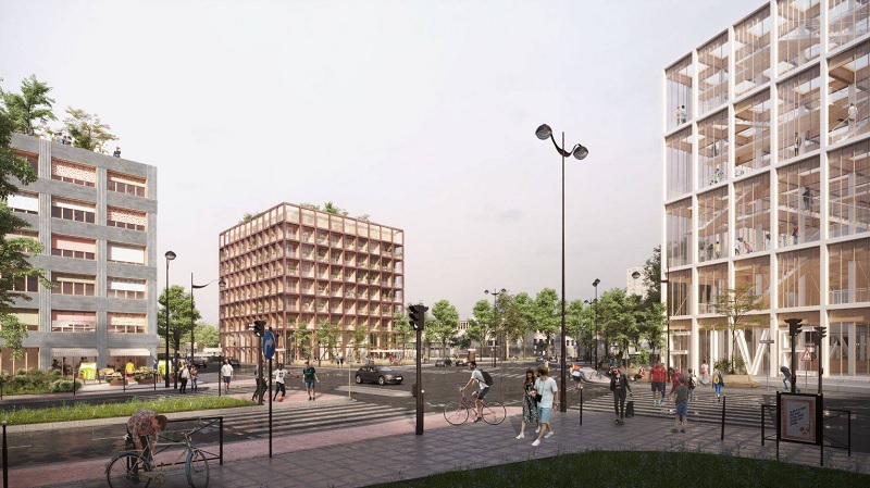 Inventons Métropole Grand Paris - Porte Brancion - Woodeum SAS - cabinets Hardel et Le BIhan architectes - Soccer Park Five