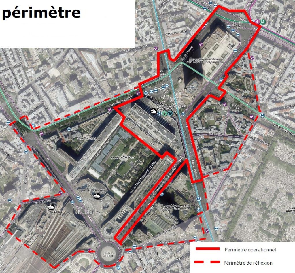 Projet urbain Maine Montparnasse - carte périmètre - Paris 15ème arrondissement