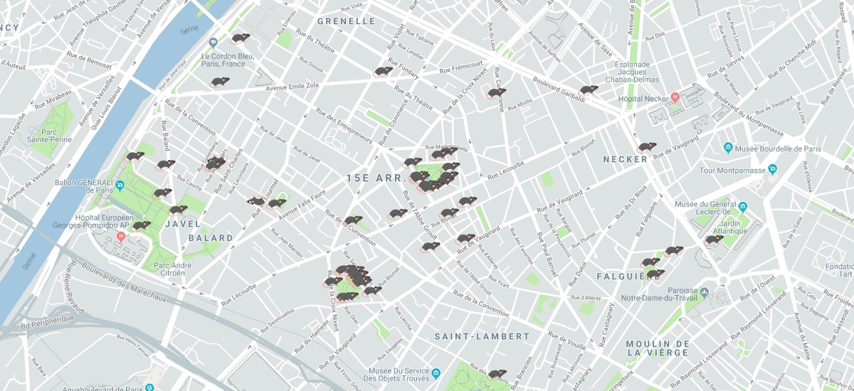 Signaler un rat - carte interactive - Paris 15