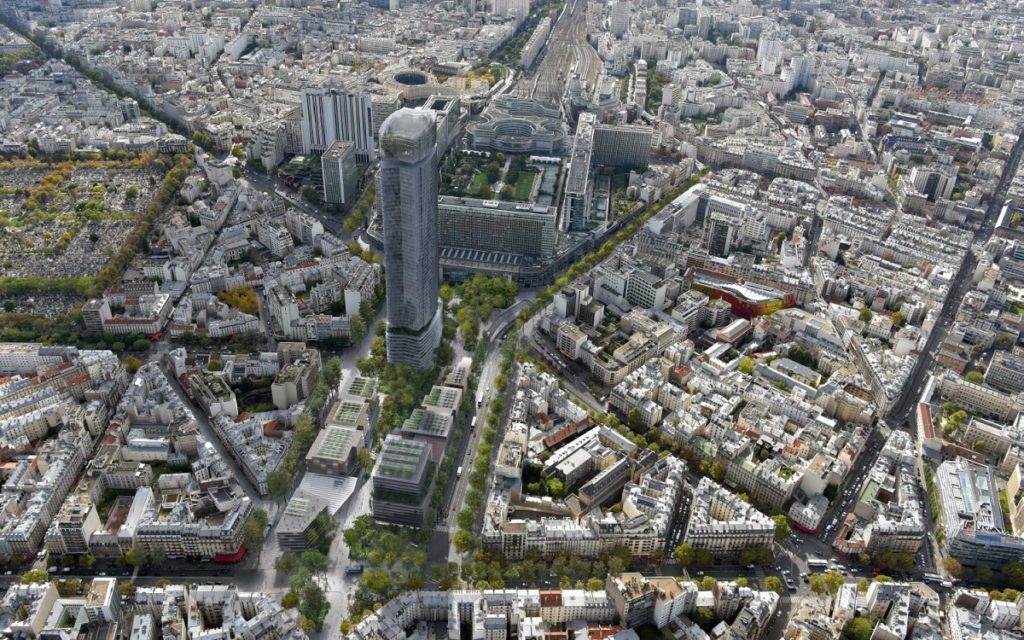 Quartier Maine Montparnasse - projet lauréat - vue aérienne modélisée - Paris 15 (c) RSHP